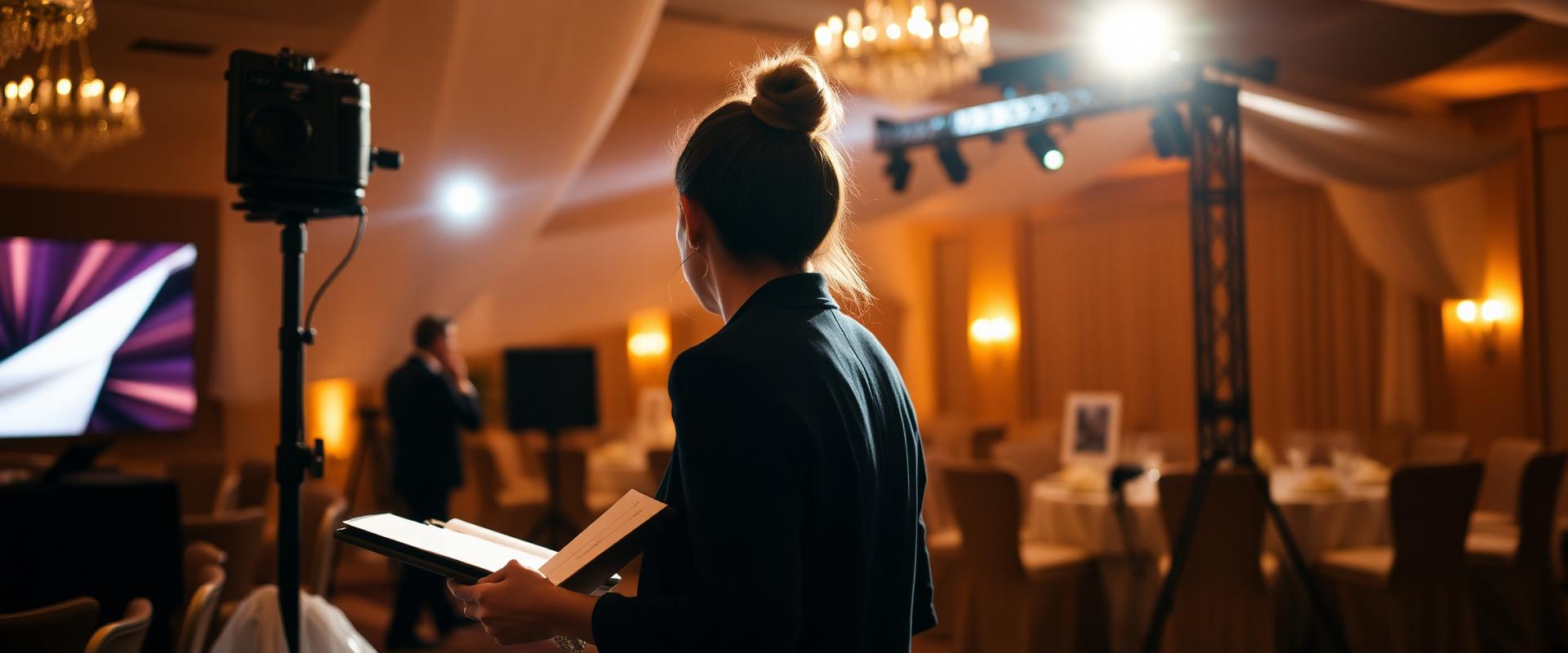 Event coordinator managing setup